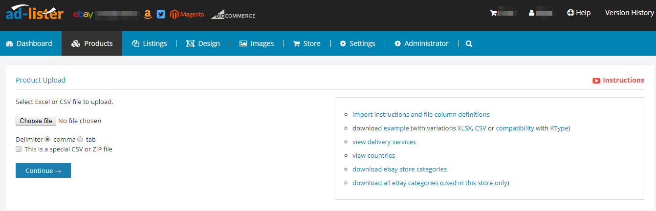 CSV product import in bulk using Ad-lister