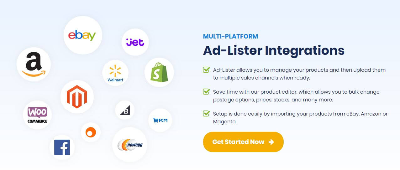 Ad-Lister, multi platform listing tool - start selling on ebay, Amazon, Magento, Woocommerce, shopify and more