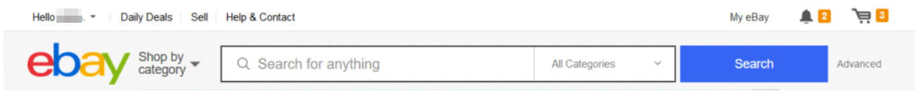 Log into your eBay account